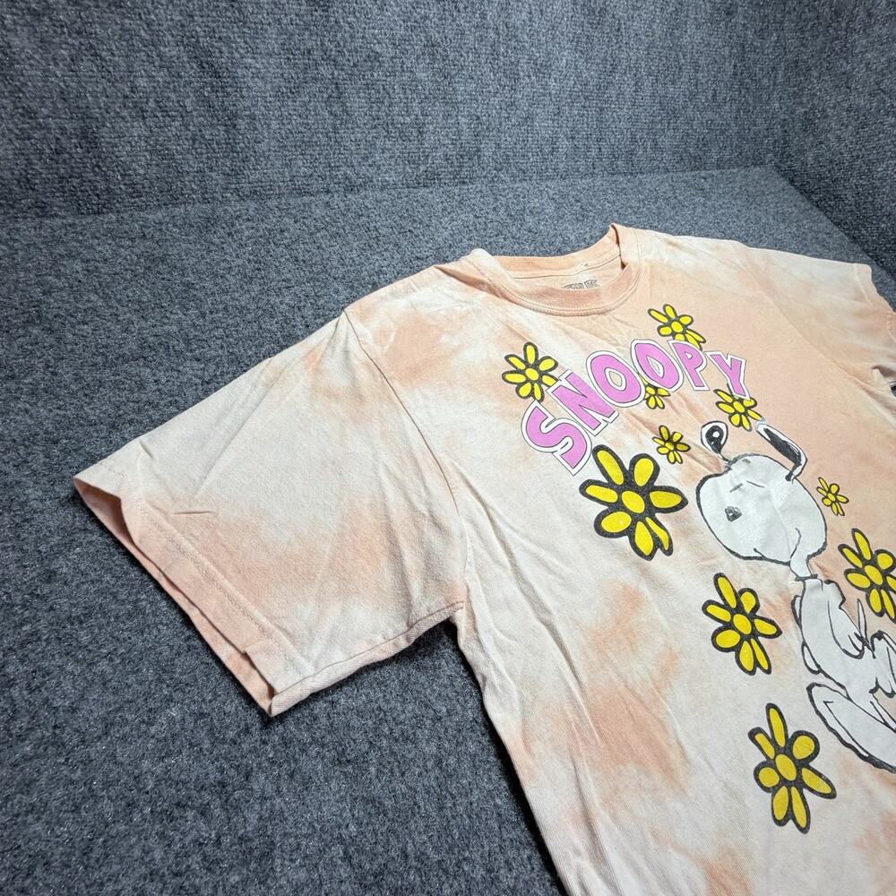 Peanuts SNOOPY Graphic Tie Dye Crop Top (Size M) 2022 Flowers Pink White - Picture 3 of 8